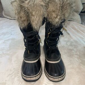 Sorel Joan of Arctic Snow Black Waterproof Leather Boots US Women Size 8